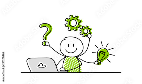 Concept of business development pictogram with funny stickman. Vector.