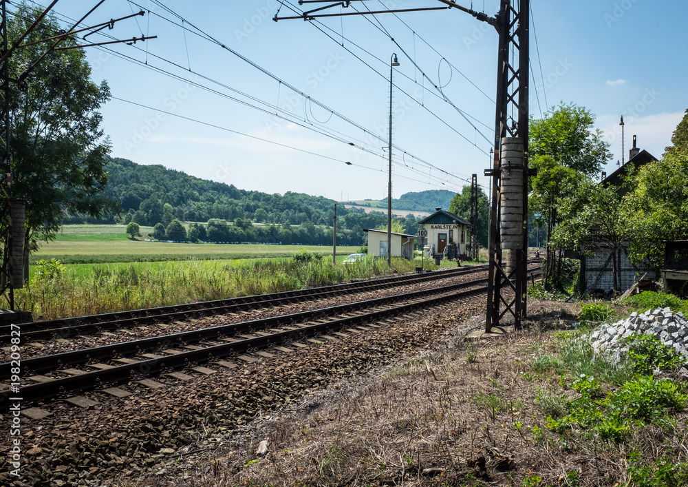 Railyard and Railroad Tracks outside of Karlstejn Czech Republic Railyard and Railroad Tracks outside of Karlstejn Czech Republic