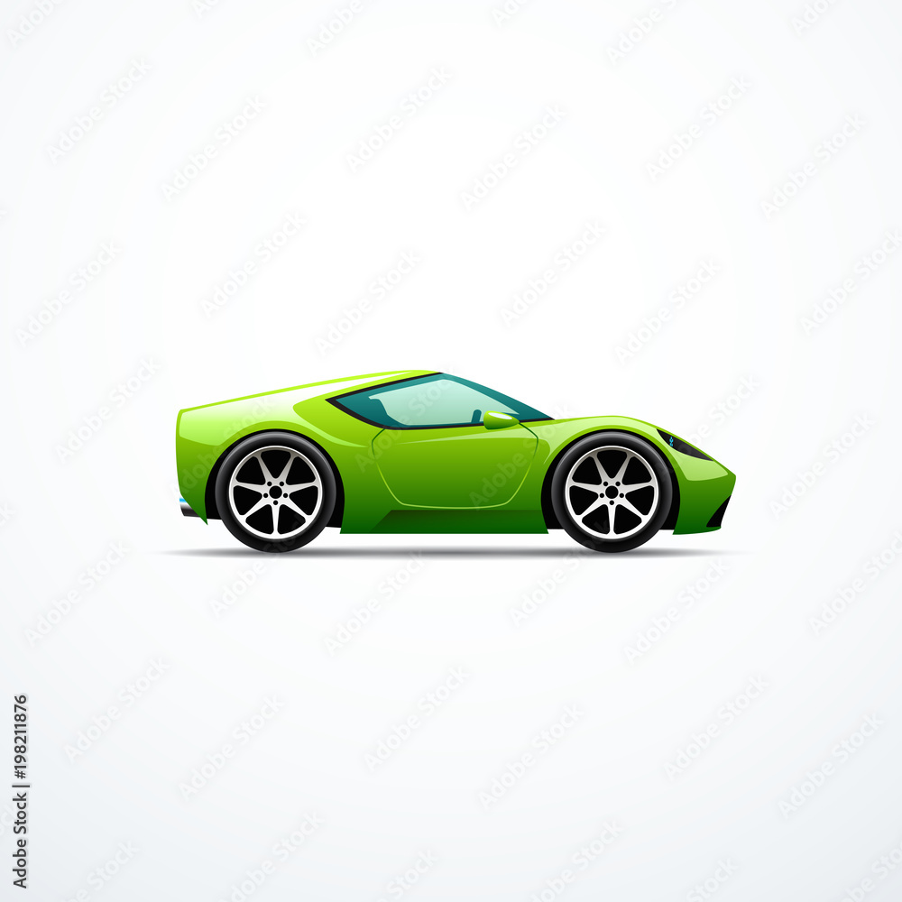 Vector green cartoon sport car. Side view Vector green cartoon sport car. Side view