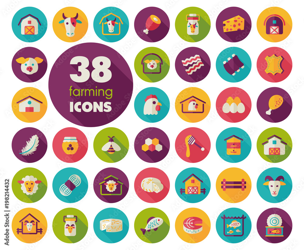 Farm animal icons vector set Farm animal icons vector set
