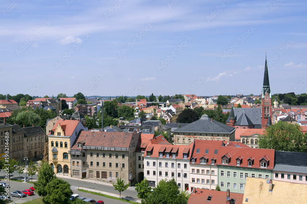 Altenburg / Germany: View over the western part of the listed old town of the former residential city in Eastern Thuringia