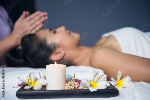 Candle and flower for massage spa