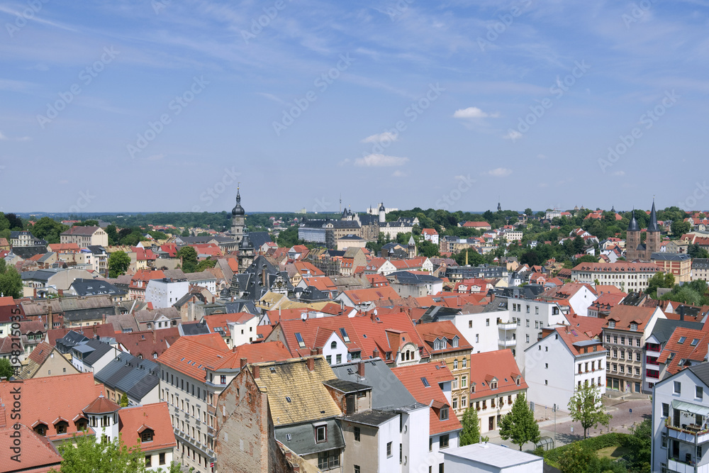 Altenburg / Germany: View over the listed old town of the former residential city in Eastern Thuringia