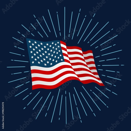 Firework and american flag for banner independence day.