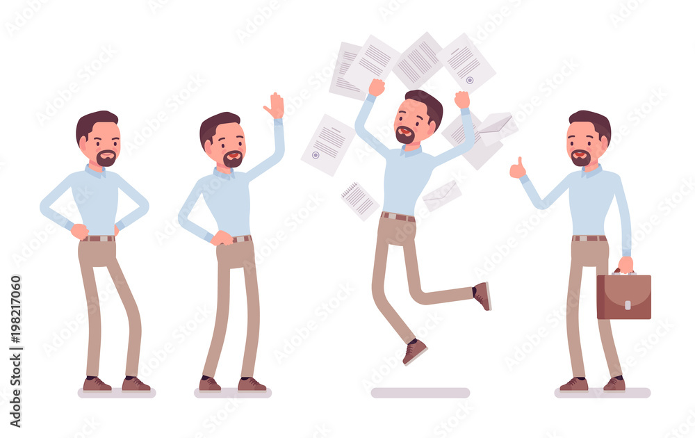 Naklejka premium Smart casual man in positive emotions