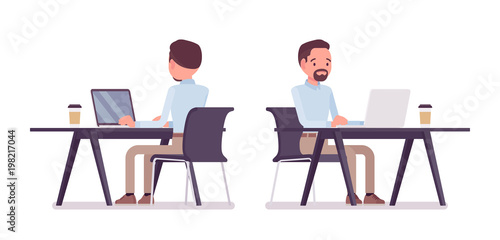 Smart casual man sitting and working