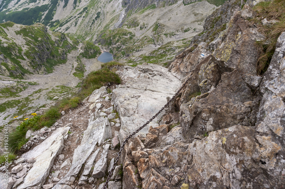 Fototapeta premium Mountain trail in the Zawrat. High Tatras. Poland.
