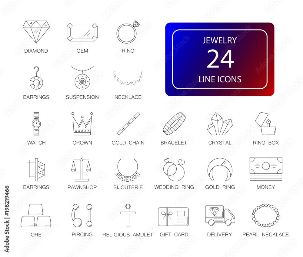 Line icons set. Jewelry pack. Vector Illustration Line icons set. Jewelry pack. Vector Illustration