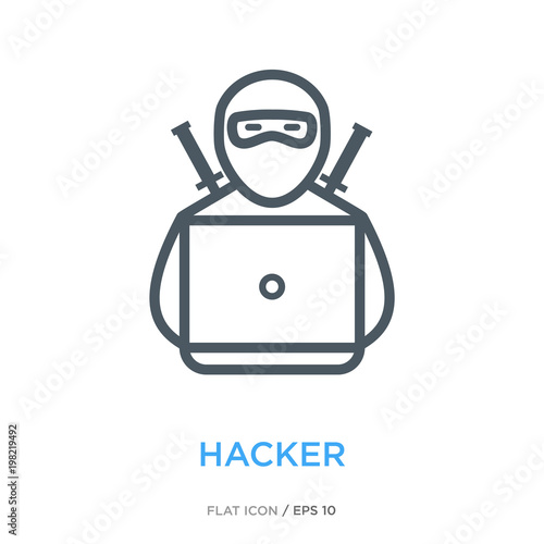 Hacker line flat icon