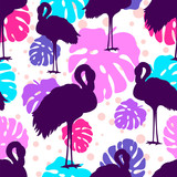 Multicolor Seamless Flamingos pattern.