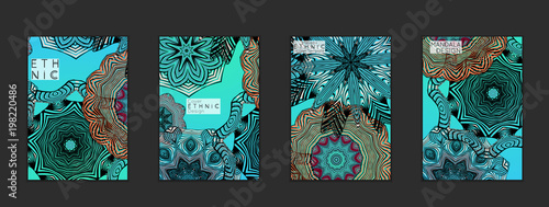 Ethnic banners template with floral Mandala ornament.