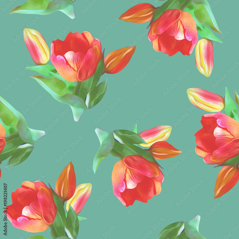 Tulips Seamless Pattern Tulips Seamless Pattern