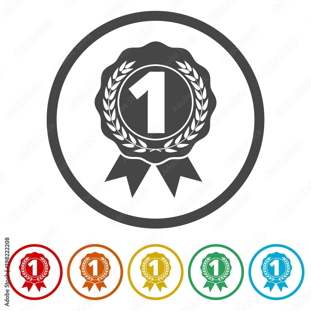 Number 1 badge, Award icon, Award sign, 6 Colors Included Stock Vector |  Adobe Stock