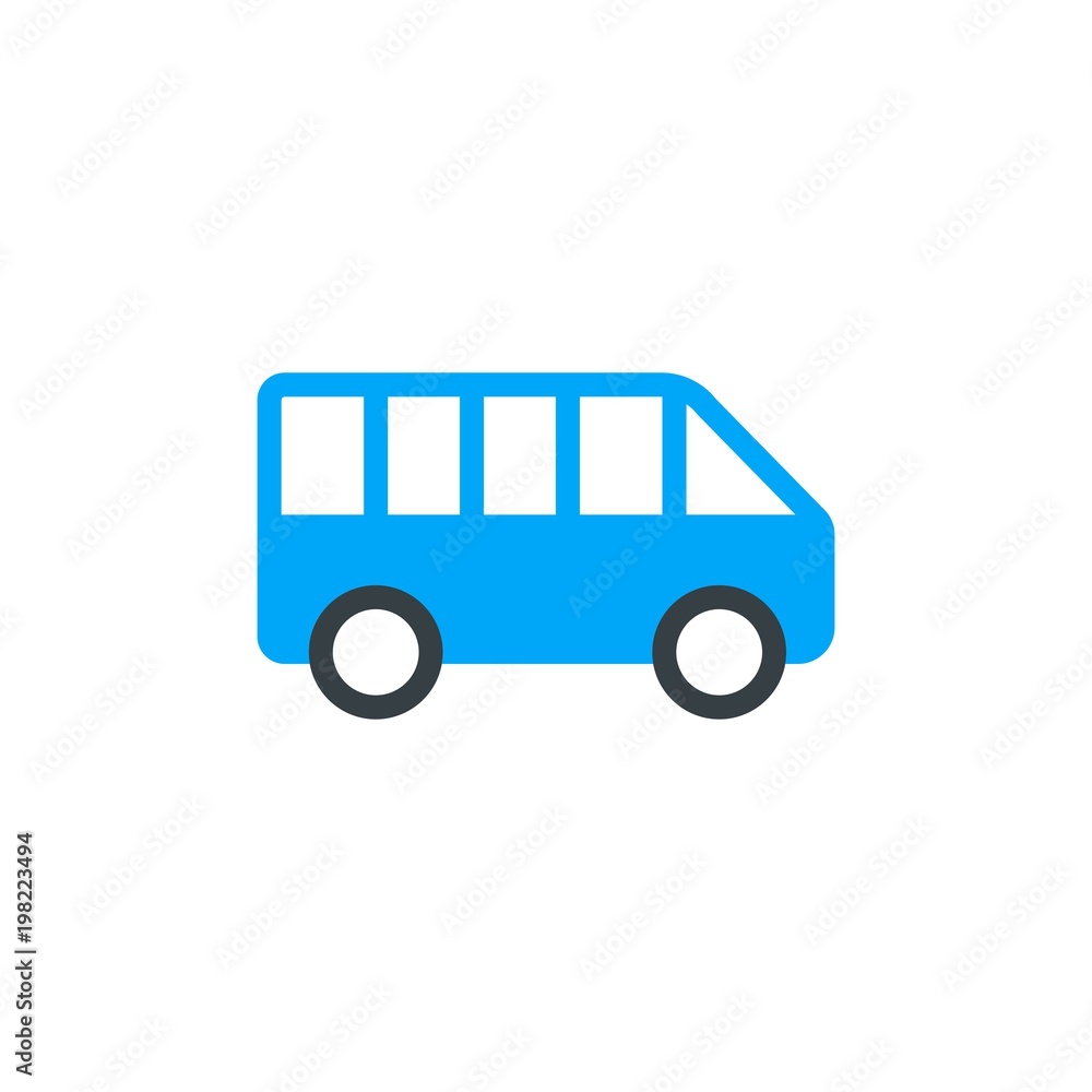 minibus, public transportation flat vector icon. Modern simple isolated sign. Pixel perfect vector  illustration for logo, website, mobile app and other designs