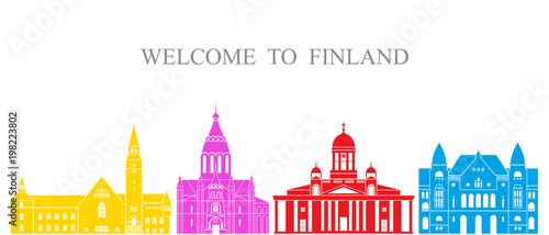 Abstract architecture. Isolated Finland architecture on white background