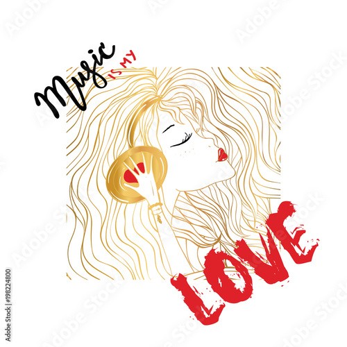 Beautiful girl with headphones.