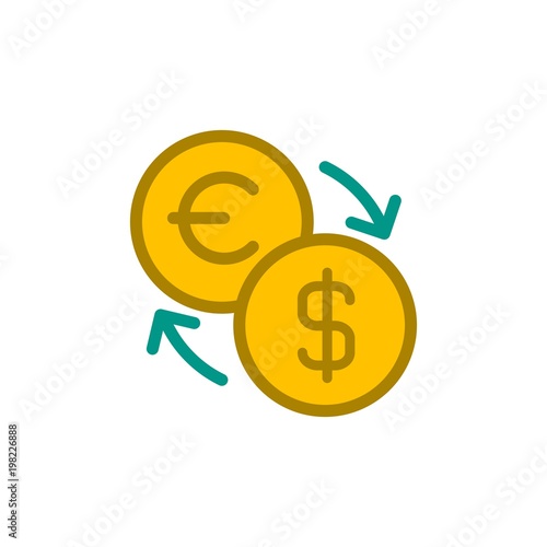 euro usd exchange flat vector icon. Modern simple isolated sign. Pixel perfect vector  illustration for logo, website, mobile app and other designs
