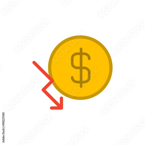 usd chart decrease flat vector icon. Modern simple isolated sign. Pixel perfect vector  illustration for logo, website, mobile app and other designs
