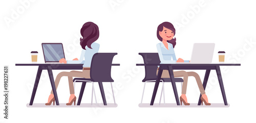 Smart casual woman sitting and working