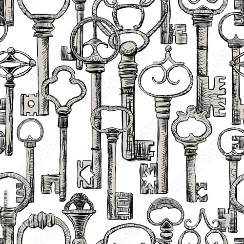 Seamless background of old keys