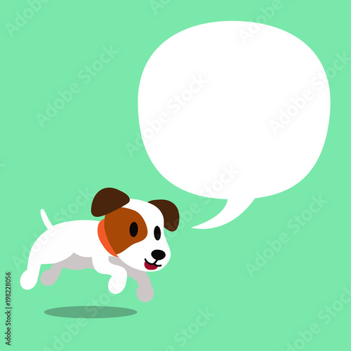 Cartoon character a jack russell terrier dog and white speech bubble