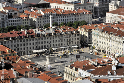 Ausblick vom Castelo do Sao Jorge zum Platz Praca da Figueira, Lissabon, Lisboa, Portugal, Europa