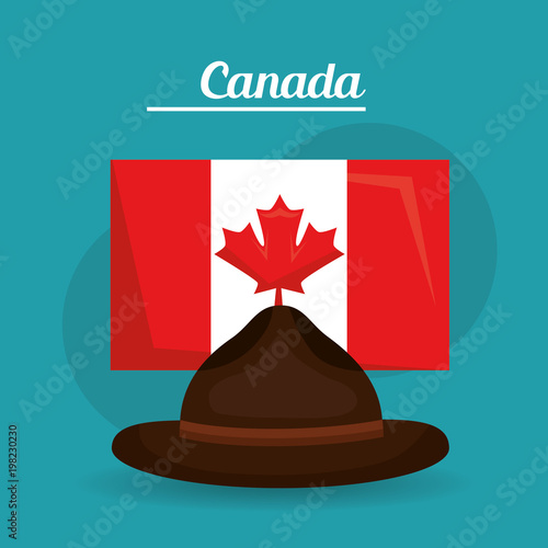 hat policeman flag canadian symbol vector illustration