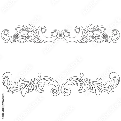 Vintage baroque ornament, corner. Retro pattern antique style acanthus. Decorative design element filigree calligraphy vector. - stock vector