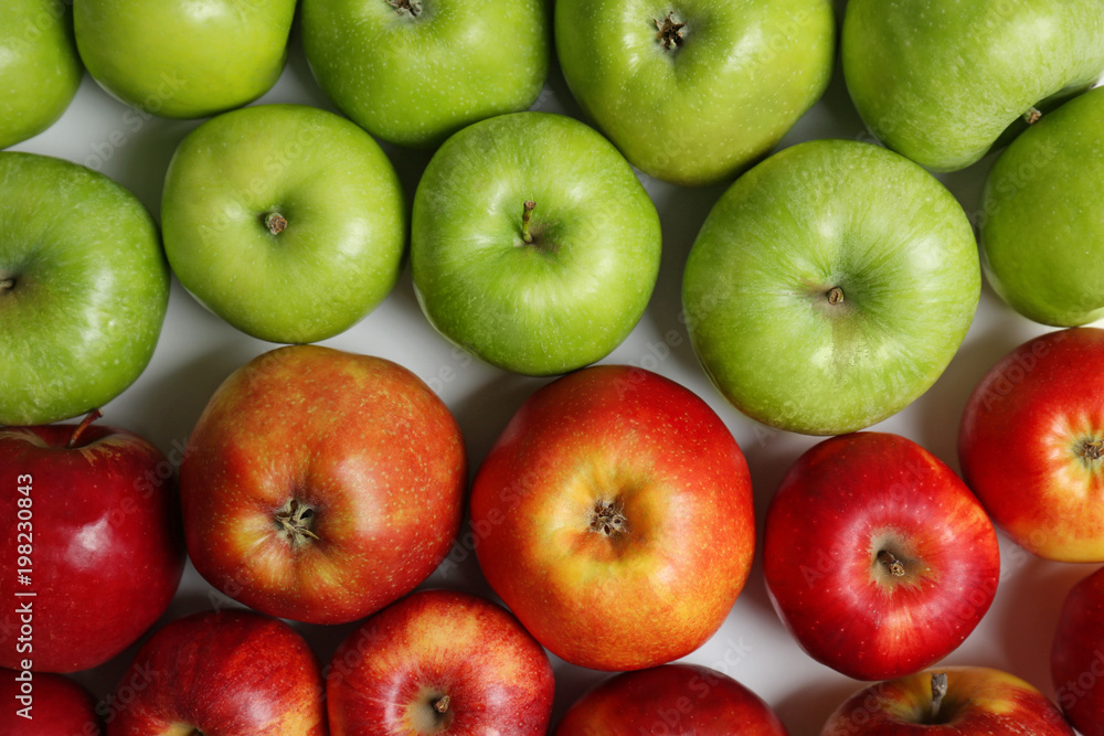 Fresh green and red apples as background Fresh green and red apples as background