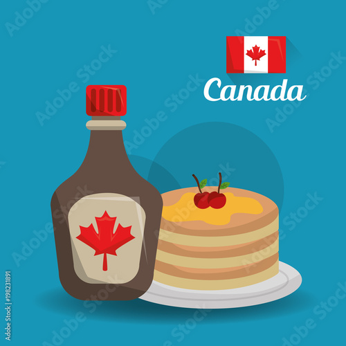 canada country american food traditional pancakes and maple syrup vector illustration
