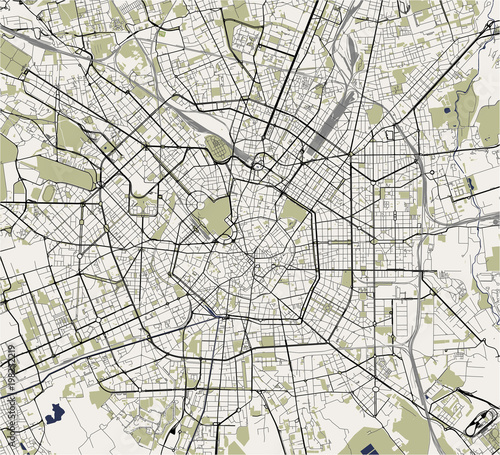 vector map of the city of Milan, capital of Lombardy, Italy