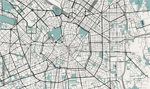 Canvas-taulu vector map of the city of Milan, capital of Lombardy, Italy