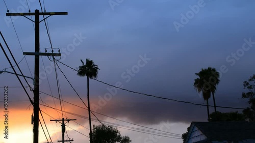 Neighborhood house at sunset in Los Angeles - timelapse