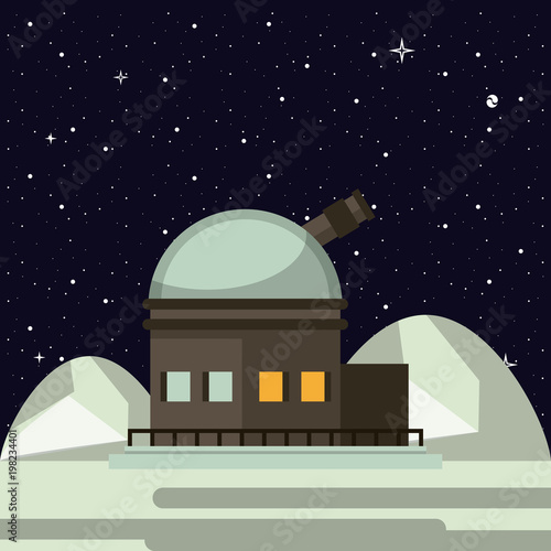 Very large telescope on moon vector illustration graphic design