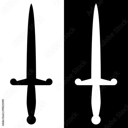 Leinwand Poster Simple, black and white dagger silhouette