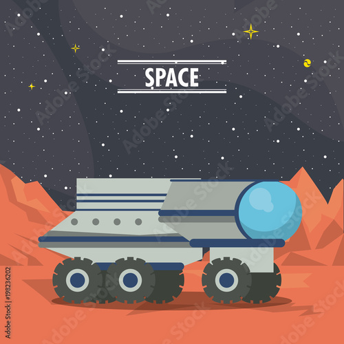 Vehicle exploring mars vector illustration graphic design
