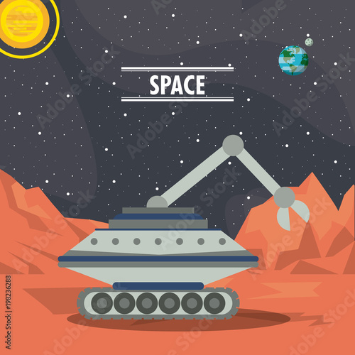 Vehicle exploring mars vector illustration graphic design