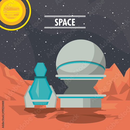 Mars space station adventure vector illustration graphic design