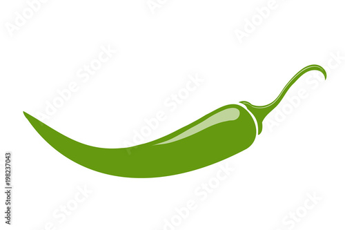 Icon Green spicy pepper. Isolated on white. Vector