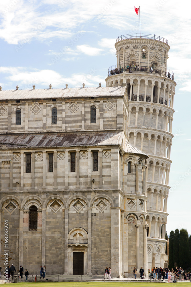 Pisa, Italy. Cathedral and the Leaning Tower in Piazza dei Miracoli (Square of Miracles)