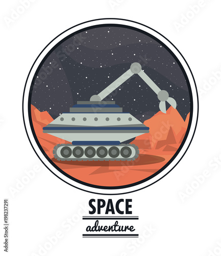 Vehicle exploring mars round symbol vector illustration graphic design
