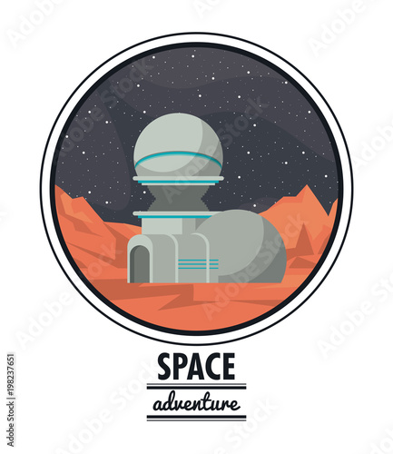 Mars space station adventure round symbol vector illustration graphic design