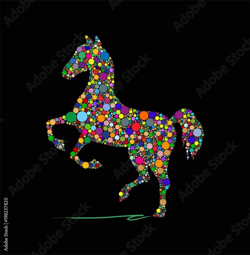 Naklejka Wektorowa ilustracja koń na czarnym tle