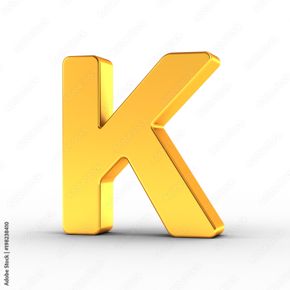 The letter K as a polished golden object with clipping path The letter K as a polished golden object with clipping path