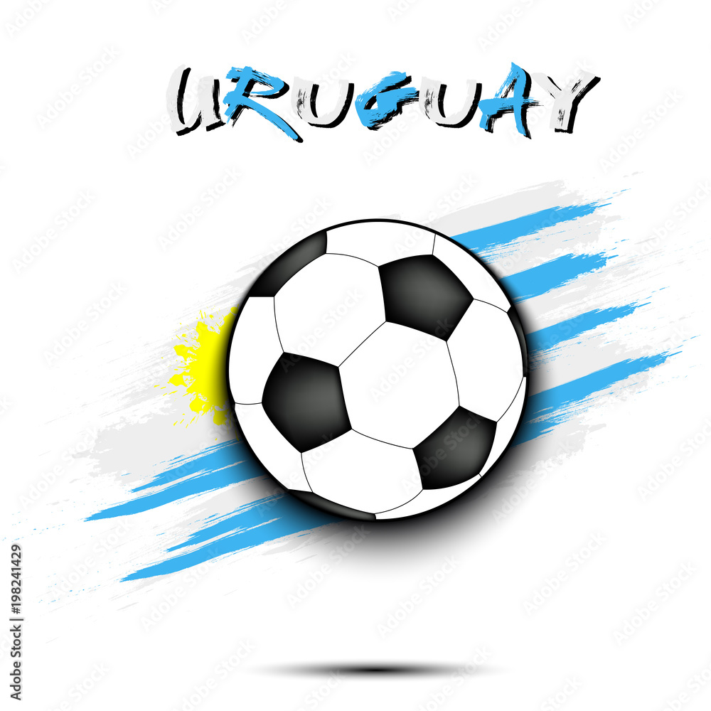 Obraz premium Soccer ball and Uruguay flag