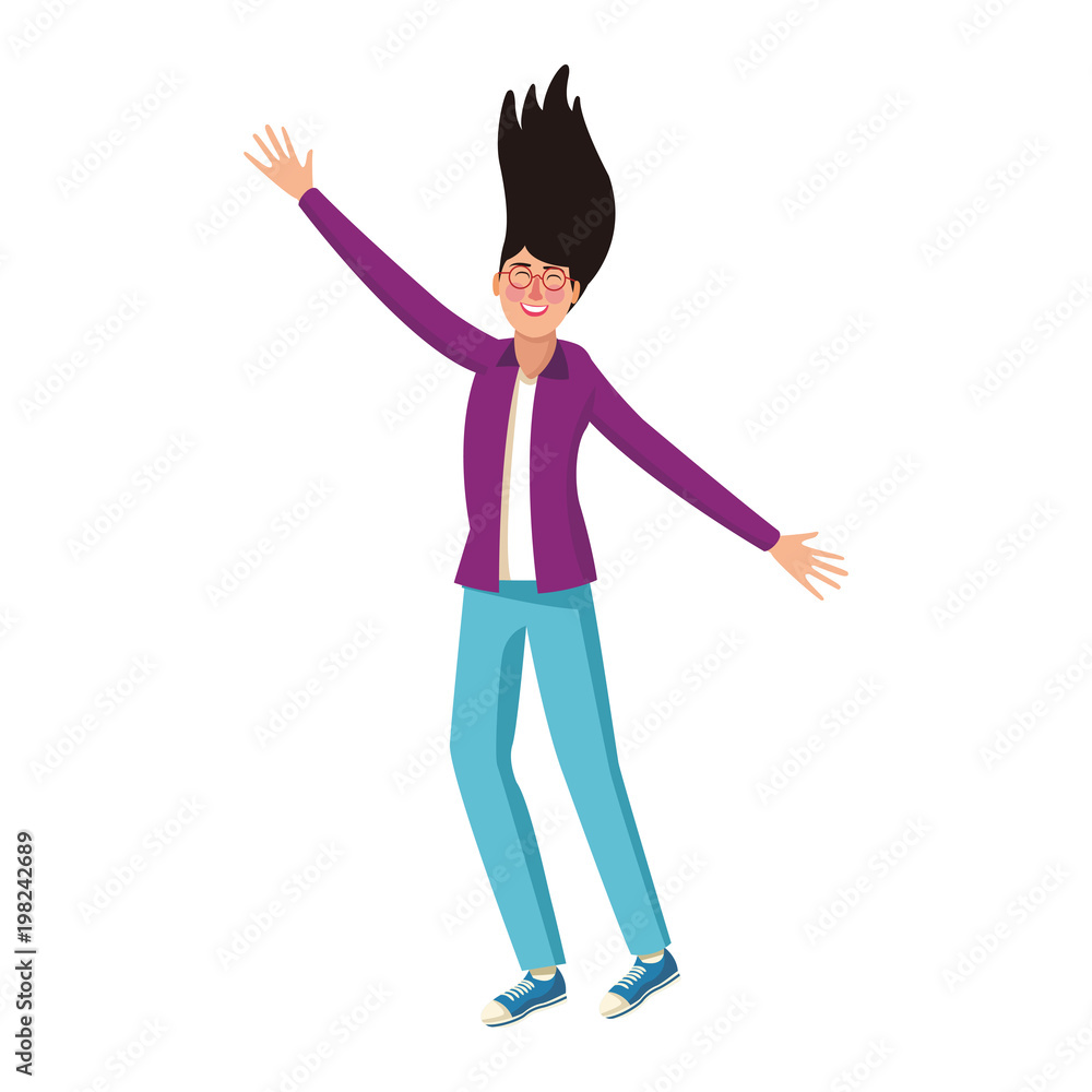 Happy woman jumping cartoon vector illustration graphic design Happy woman jumping cartoon vector illustration graphic design