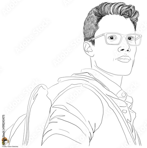 Young Man in Glasses with Backpack