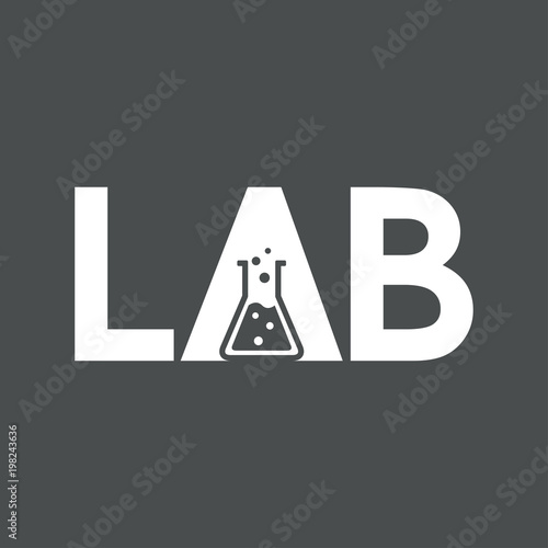 Logotipo LAB con probeta en color blanco