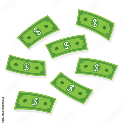 Flying money. Paper banknotes.