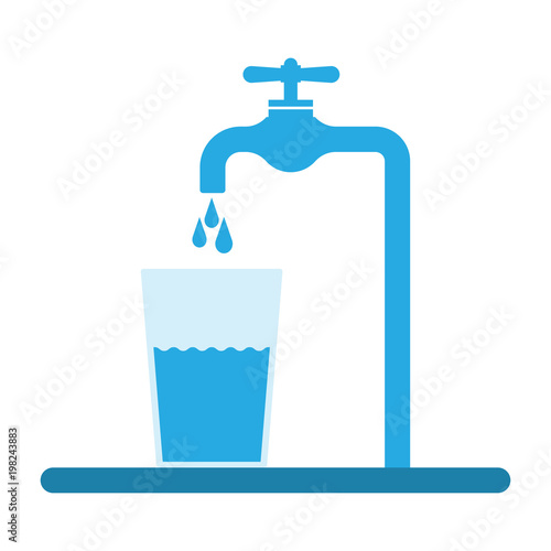 Glass filled with drinking water from tap.